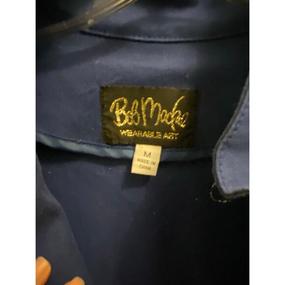 Bob Macke Wearable Art Women's Medium Blue Embellished Geometric Stones Jacket - Picture 8 of 9